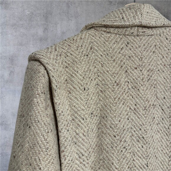 Womans Vintage BRAETAN Beige Wool Long Double Breasted OverCoat Topcoat MEDIUM - Picture 3 of 11